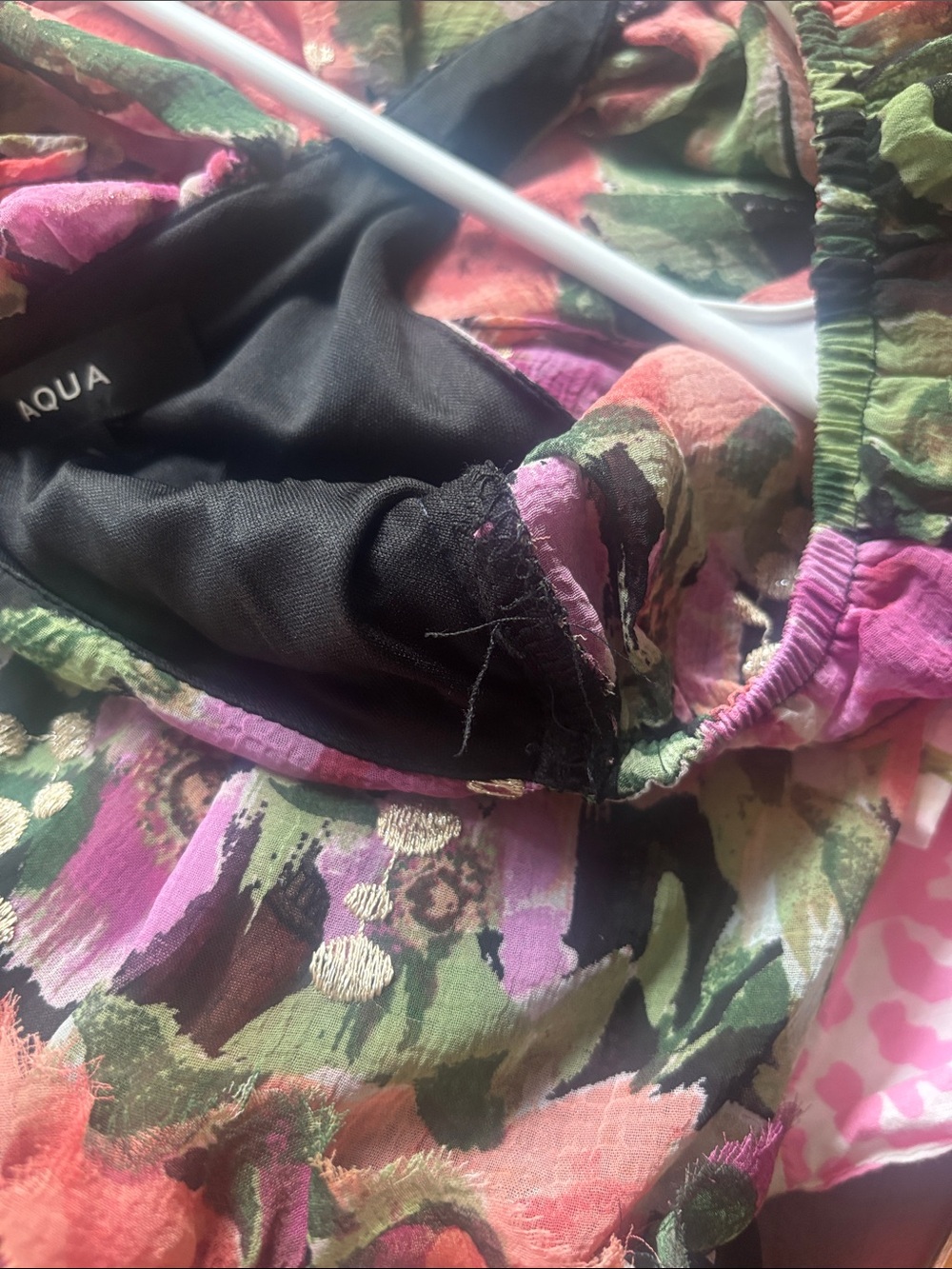 Aqua Floral Maxi Dress - Black with Pink & Coral Flowers - Picture 4 of 5